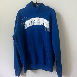 Uninterrupted Men's Blue Cotton Long Sleeve Pullover Hoodie Size Large